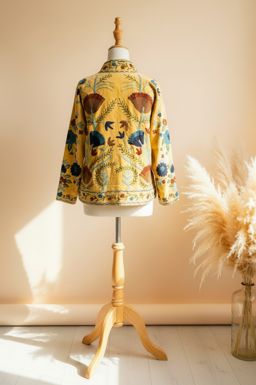 Chaqueta amarilla - estilo editorial trasera