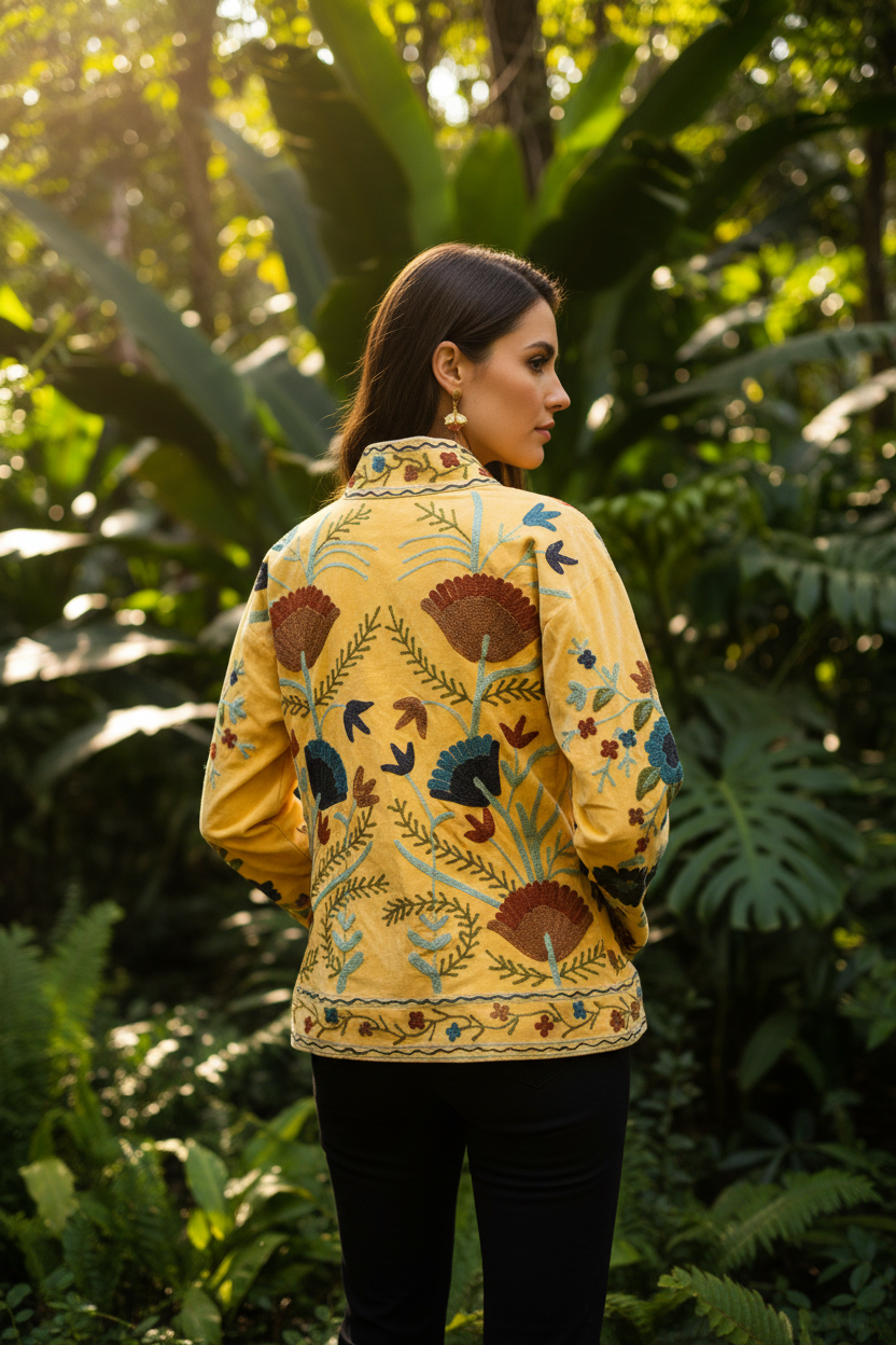 Chaqueta bordada - trasera jardín verde