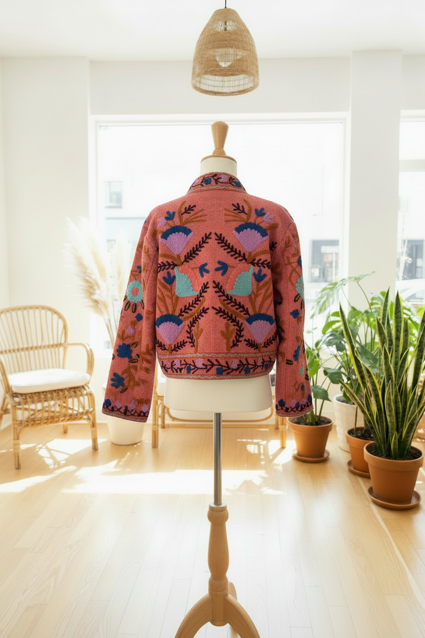 Chaqueta coral trasera maniquí boho