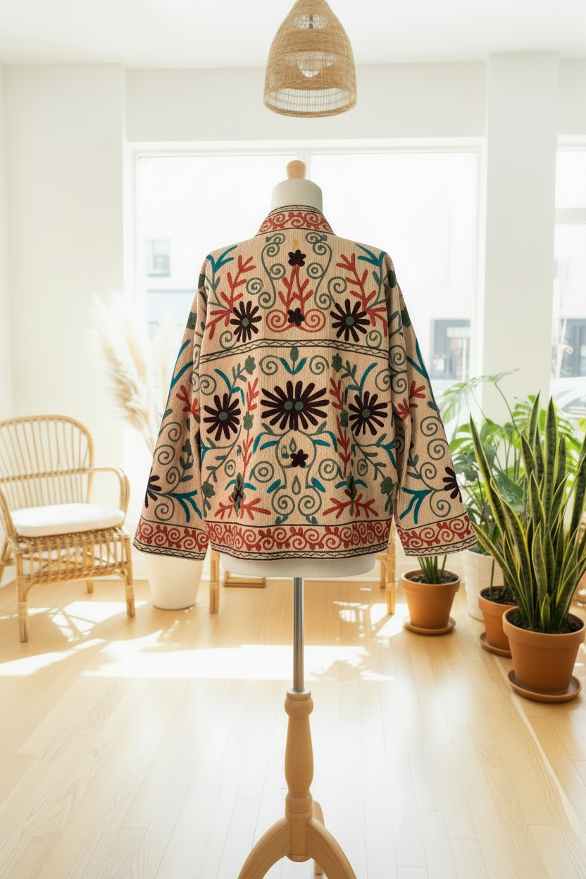 Chaqueta crema trasera maniquí boho