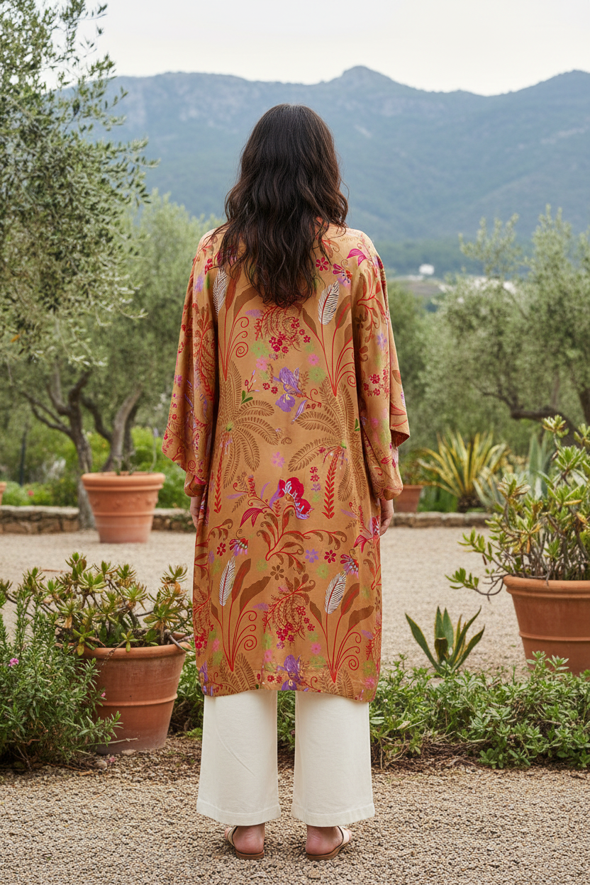 Kimono CITA - Color camel correcto espalda