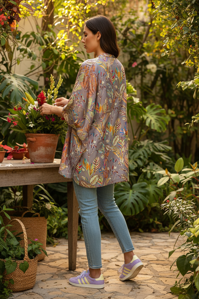 Kimono plumas - lifestyle flores kimono corto